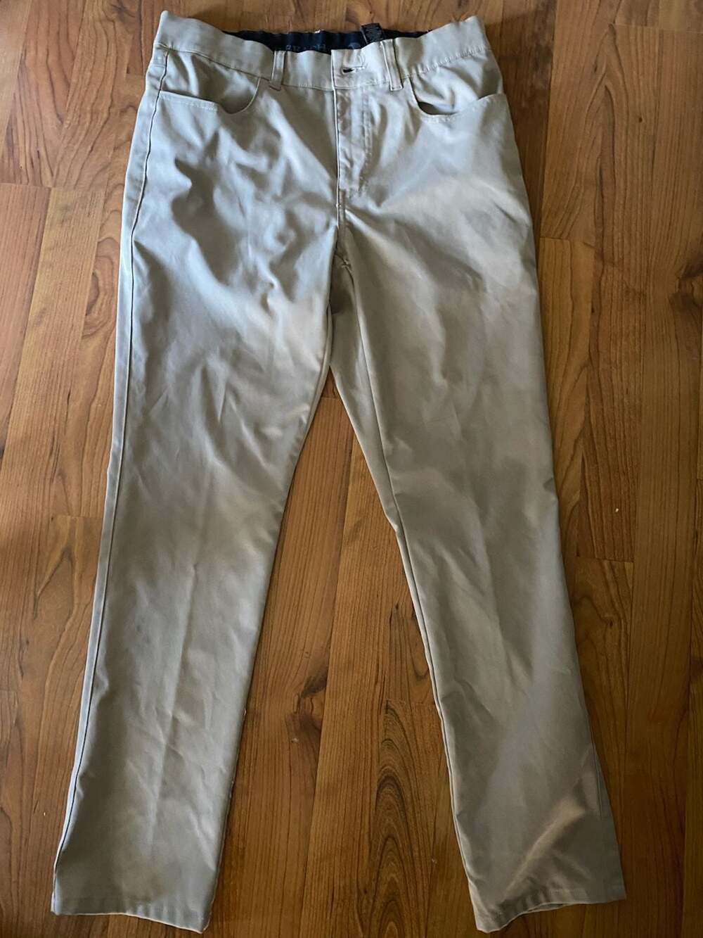 Pebble Beach Men's Khaki Performance Slim Fit Trousers Size 32x30